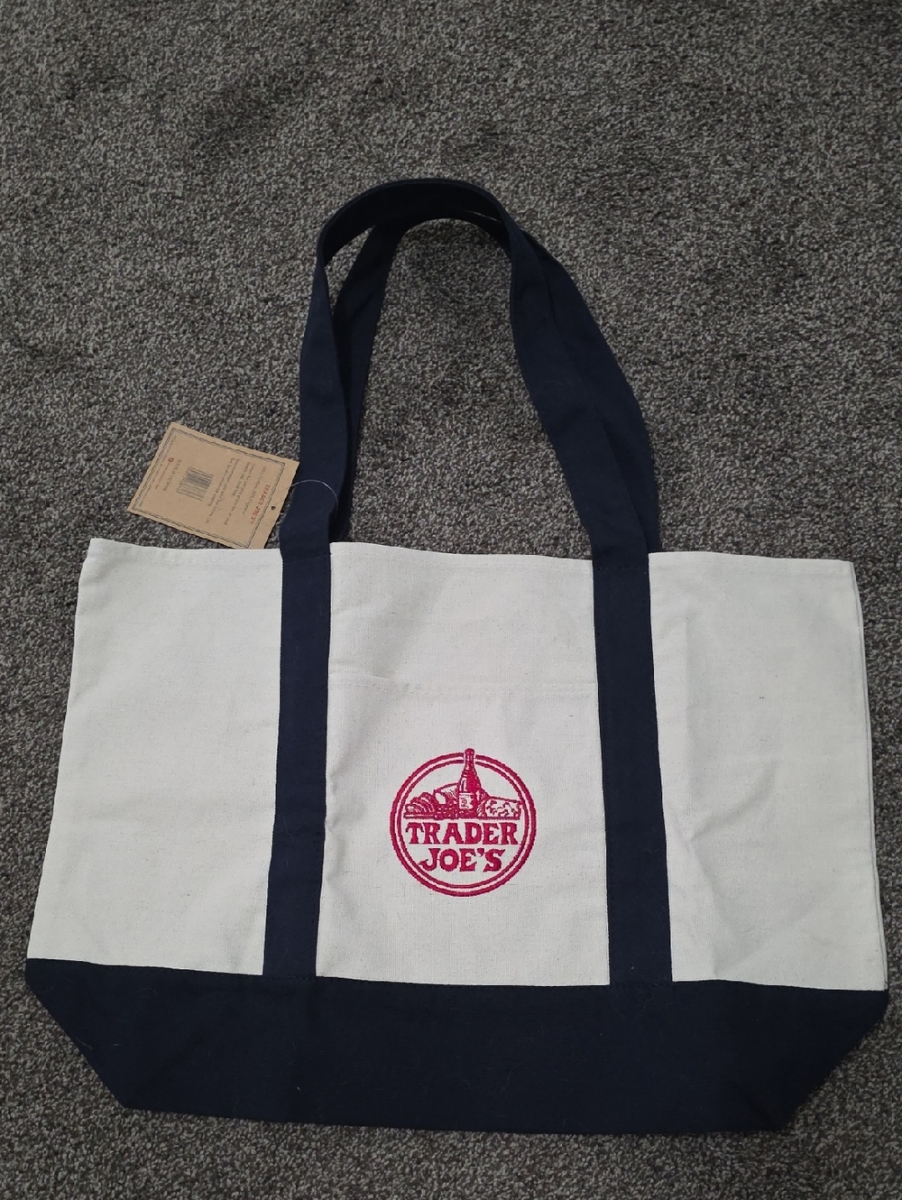 Trader Joe's Canvas Tote Bag in Navy and White
